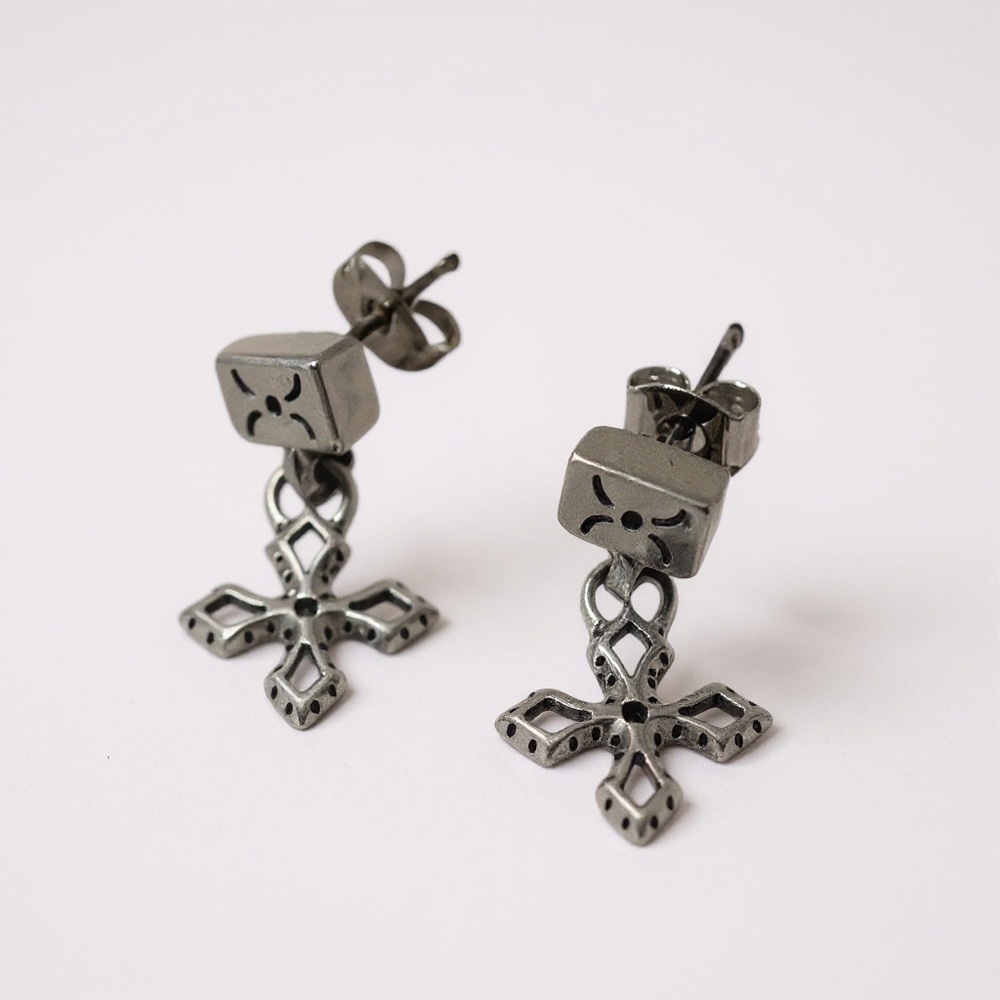 Silver Cross Dangle Earrings